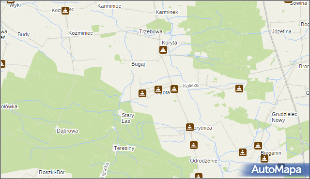 mapa Ligota gmina Raszków, Ligota gmina Raszków na mapie Targeo