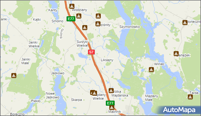 mapa Liksajny, Liksajny na mapie Targeo