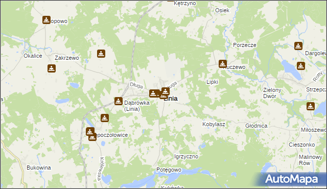 mapa Linia powiat wejherowski, Linia powiat wejherowski na mapie Targeo