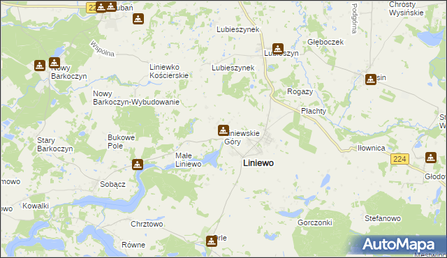 mapa Liniewskie Góry, Liniewskie Góry na mapie Targeo