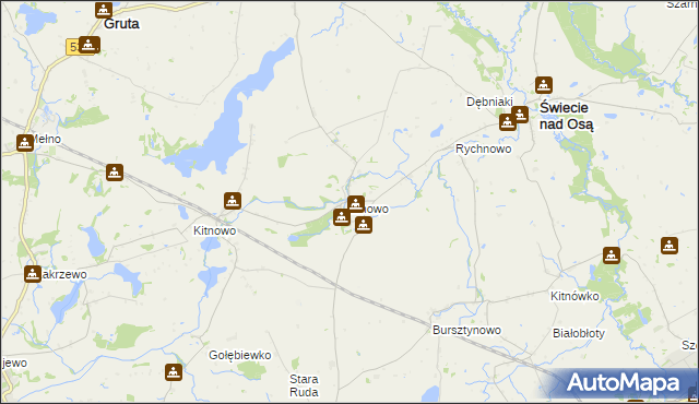 mapa Linowo gmina Świecie nad Osą, Linowo gmina Świecie nad Osą na mapie Targeo