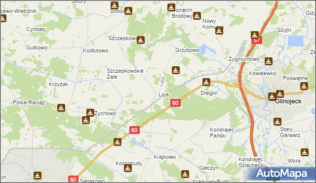 mapa Lipa gmina Raciąż, Lipa gmina Raciąż na mapie Targeo