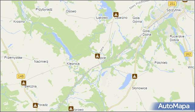 mapa Lipce gmina Świdwin, Lipce gmina Świdwin na mapie Targeo