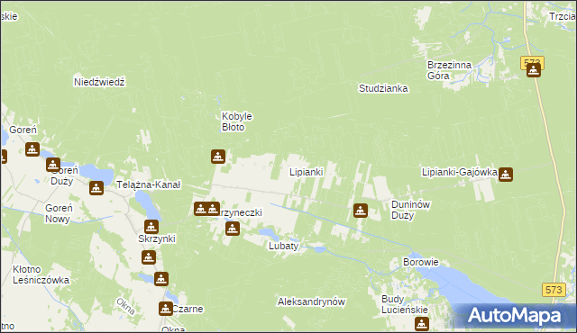 mapa Lipianki gmina Nowy Duninów, Lipianki gmina Nowy Duninów na mapie Targeo