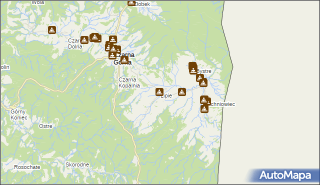 mapa Lipie gmina Czarna, Lipie gmina Czarna na mapie Targeo