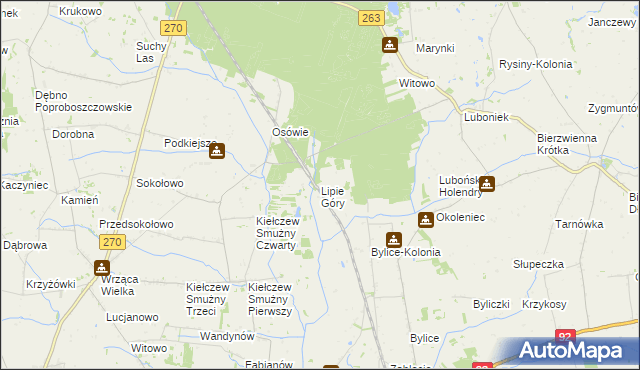 mapa Lipie Góry gmina Babiak, Lipie Góry gmina Babiak na mapie Targeo