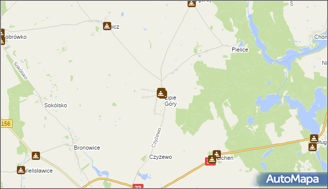 mapa Lipie Góry gmina Strzelce Krajeńskie, Lipie Góry gmina Strzelce Krajeńskie na mapie Targeo