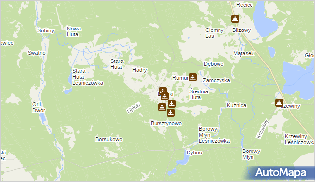 mapa Lipinki gmina Warlubie, Lipinki gmina Warlubie na mapie Targeo