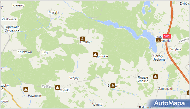 mapa Lipińskie gmina Biała Piska, Lipińskie gmina Biała Piska na mapie Targeo