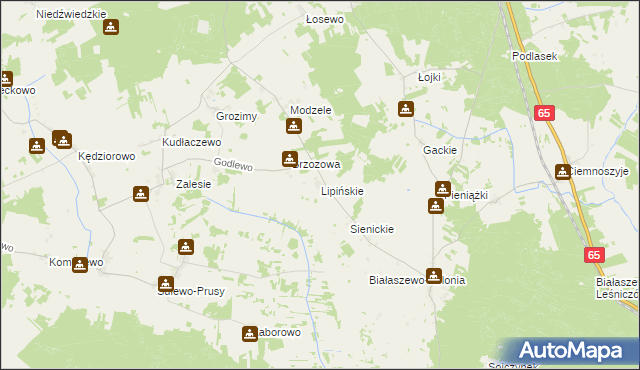 mapa Lipińskie gmina Grajewo, Lipińskie gmina Grajewo na mapie Targeo