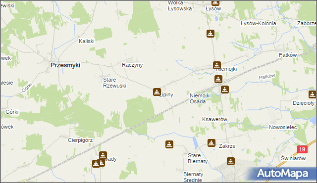 mapa Lipiny gmina Przesmyki, Lipiny gmina Przesmyki na mapie Targeo