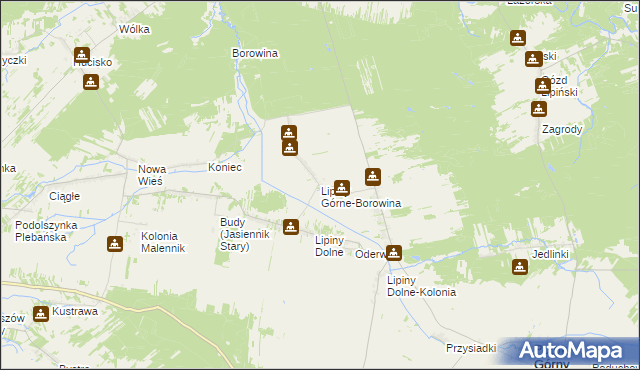 mapa Lipiny Górne-Borowina, Lipiny Górne-Borowina na mapie Targeo