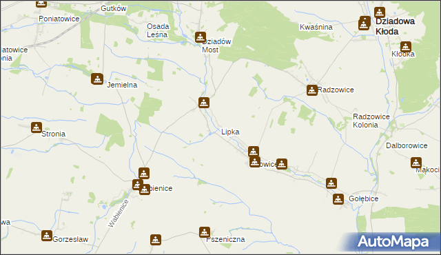 mapa Lipka gmina Dziadowa Kłoda, Lipka gmina Dziadowa Kłoda na mapie Targeo