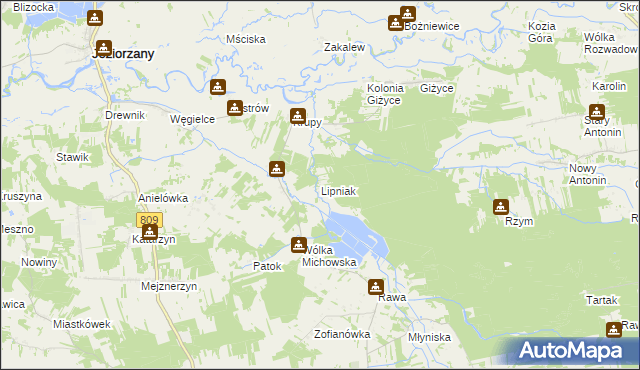 mapa Lipniak gmina Michów, Lipniak gmina Michów na mapie Targeo