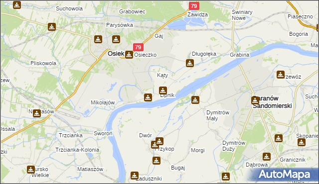 mapa Lipnik gmina Osiek, Lipnik gmina Osiek na mapie Targeo