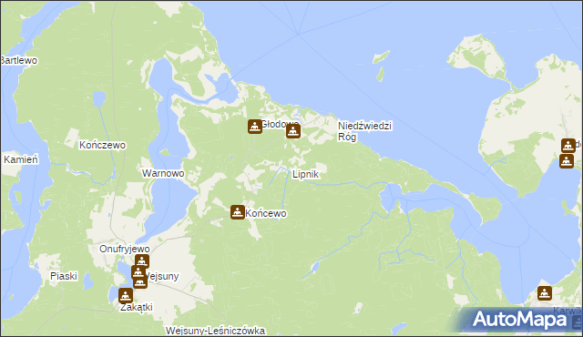 mapa Lipnik gmina Ruciane-Nida, Lipnik gmina Ruciane-Nida na mapie Targeo