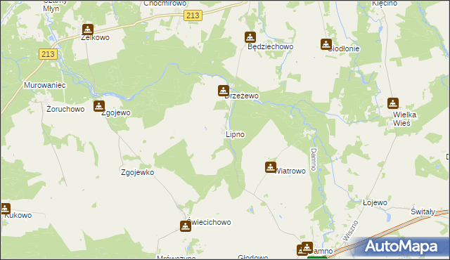 mapa Lipno gmina Główczyce, Lipno gmina Główczyce na mapie Targeo