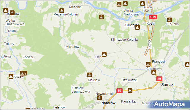 mapa Lipno gmina Platerów, Lipno gmina Platerów na mapie Targeo