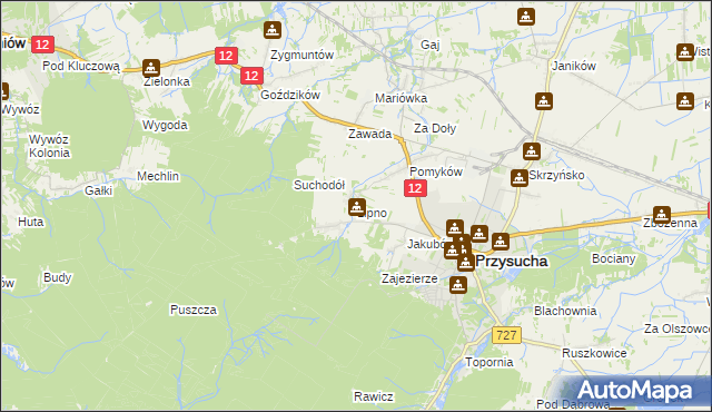 mapa Lipno gmina Przysucha, Lipno gmina Przysucha na mapie Targeo