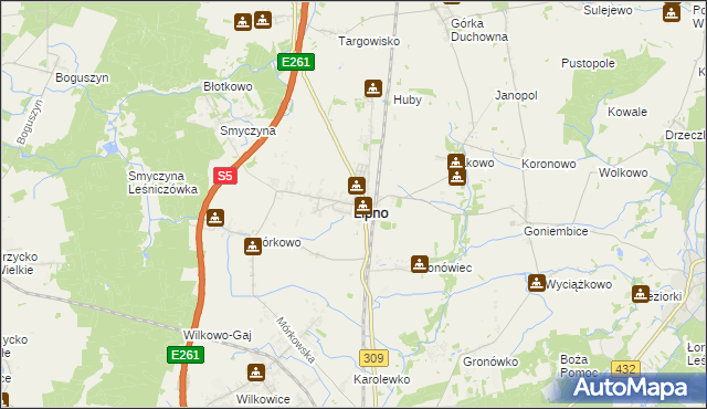 mapa Lipno powiat leszczyński, Lipno powiat leszczyński na mapie Targeo