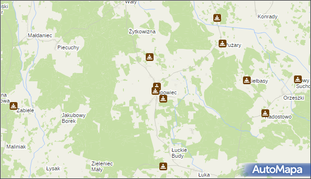 mapa Lipowiec gmina Szczytno, Lipowiec gmina Szczytno na mapie Targeo