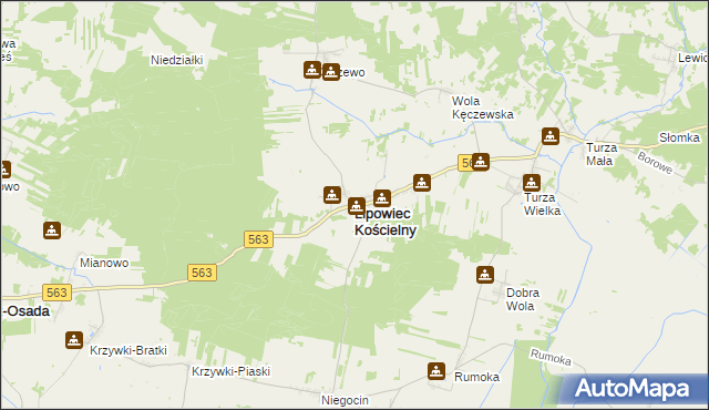 mapa Lipowiec Kościelny, Lipowiec Kościelny na mapie Targeo