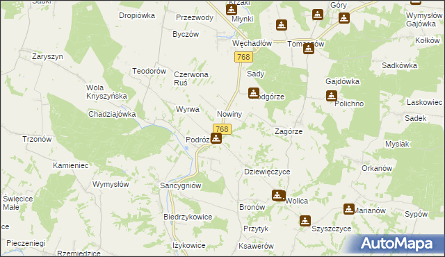 mapa Lipówka gmina Działoszyce, Lipówka gmina Działoszyce na mapie Targeo