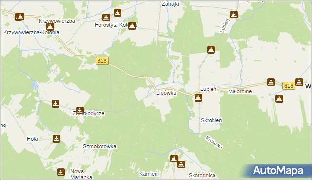 mapa Lipówka gmina Wyryki, Lipówka gmina Wyryki na mapie Targeo