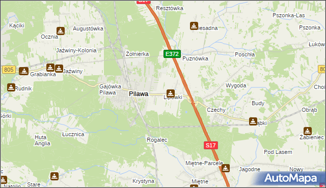 mapa Lipówki gmina Pilawa, Lipówki gmina Pilawa na mapie Targeo