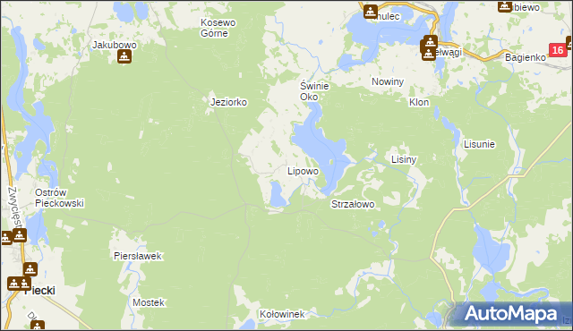 mapa Lipowo gmina Piecki, Lipowo gmina Piecki na mapie Targeo