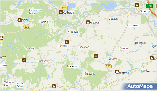 mapa Lisewiec, Lisewiec na mapie Targeo