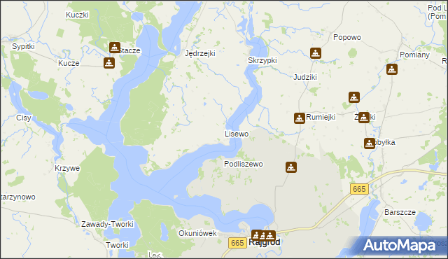 mapa Lisewo gmina Kalinowo, Lisewo gmina Kalinowo na mapie Targeo