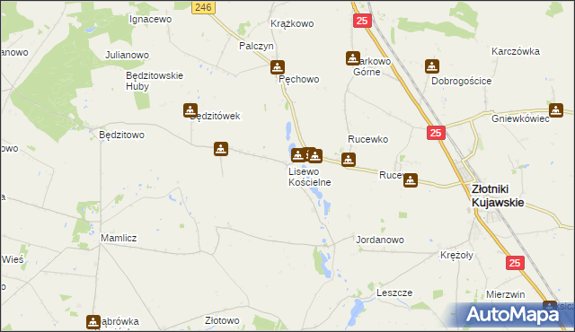 mapa Lisewo Kościelne, Lisewo Kościelne na mapie Targeo