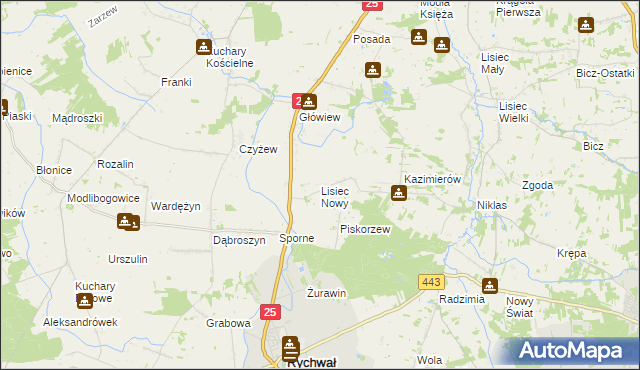 mapa Lisiec Nowy, Lisiec Nowy na mapie Targeo