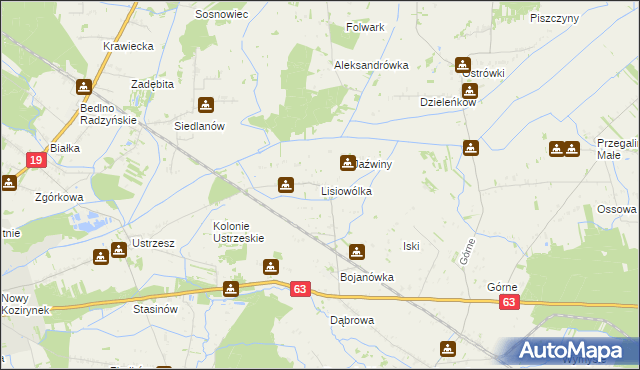 mapa Lisiowólka, Lisiowólka na mapie Targeo