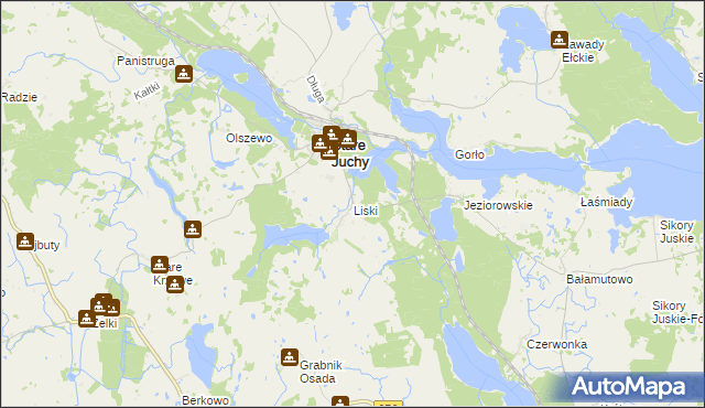 mapa Liski gmina Stare Juchy, Liski gmina Stare Juchy na mapie Targeo
