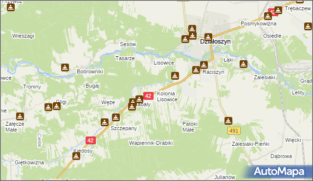 mapa Lisowice-Kolonia, Lisowice-Kolonia na mapie Targeo