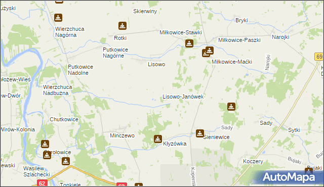 mapa Lisowo-Janówek, Lisowo-Janówek na mapie Targeo