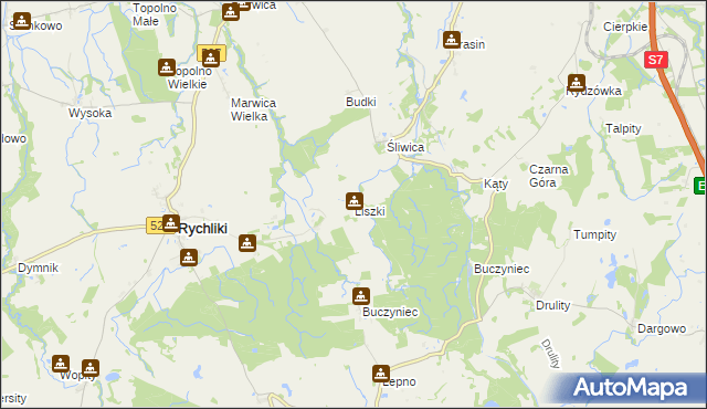 mapa Liszki gmina Rychliki, Liszki gmina Rychliki na mapie Targeo