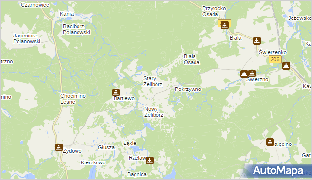 mapa Liszkowo gmina Polanów, Liszkowo gmina Polanów na mapie Targeo