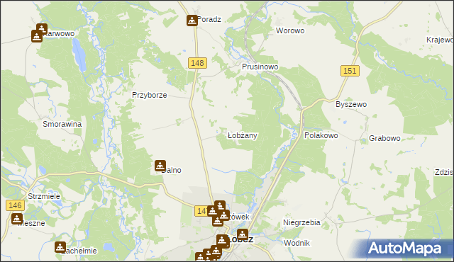 mapa Łobżany, Łobżany na mapie Targeo