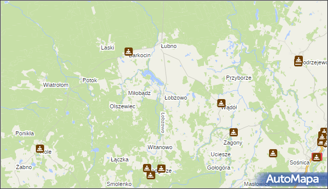 mapa Łobzowo gmina Kołczygłowy, Łobzowo gmina Kołczygłowy na mapie Targeo