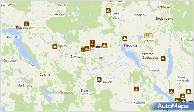 mapa Łoje gmina Dubeninki, Łoje gmina Dubeninki na mapie Targeo