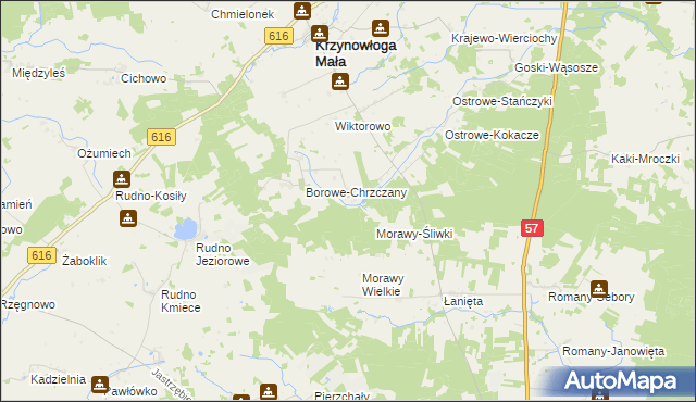 mapa Łoje gmina Krzynowłoga Mała, Łoje gmina Krzynowłoga Mała na mapie Targeo