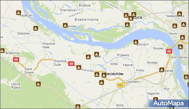 mapa Łoje gmina Sieciechów, Łoje gmina Sieciechów na mapie Targeo