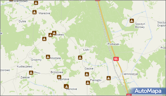 mapa Łojki gmina Grajewo, Łojki gmina Grajewo na mapie Targeo