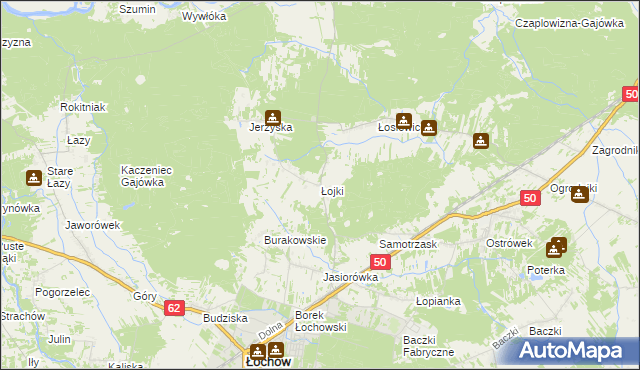 mapa Łojki gmina Łochów, Łojki gmina Łochów na mapie Targeo