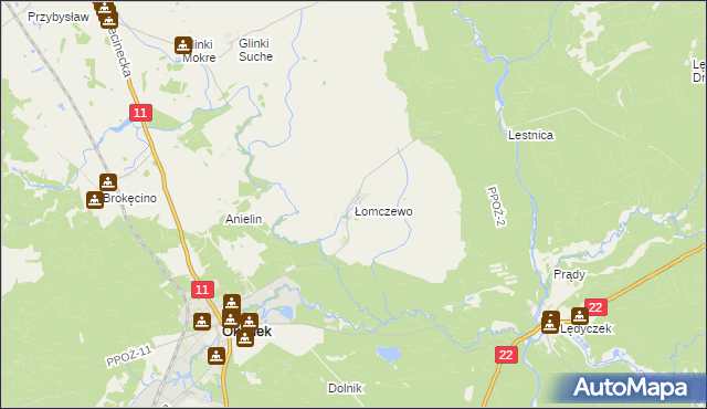 mapa Łomczewo, Łomczewo na mapie Targeo