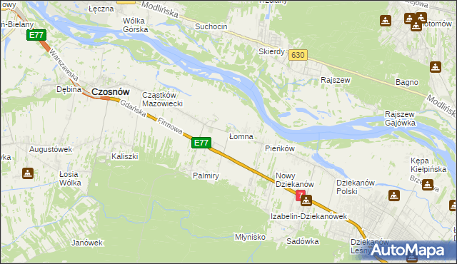 mapa Łomna gmina Czosnów, Łomna gmina Czosnów na mapie Targeo