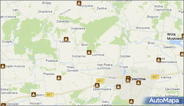 mapa Łomnica gmina Żelechów, Łomnica gmina Żelechów na mapie Targeo